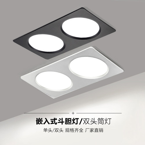 黑白双头筒灯嵌入式超薄轻奢客厅