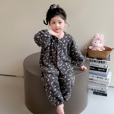 女童睡衣秋冬季法兰绒加厚珊瑚绒