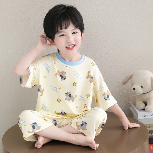 男童莫代尔夏季小狗家居服套装