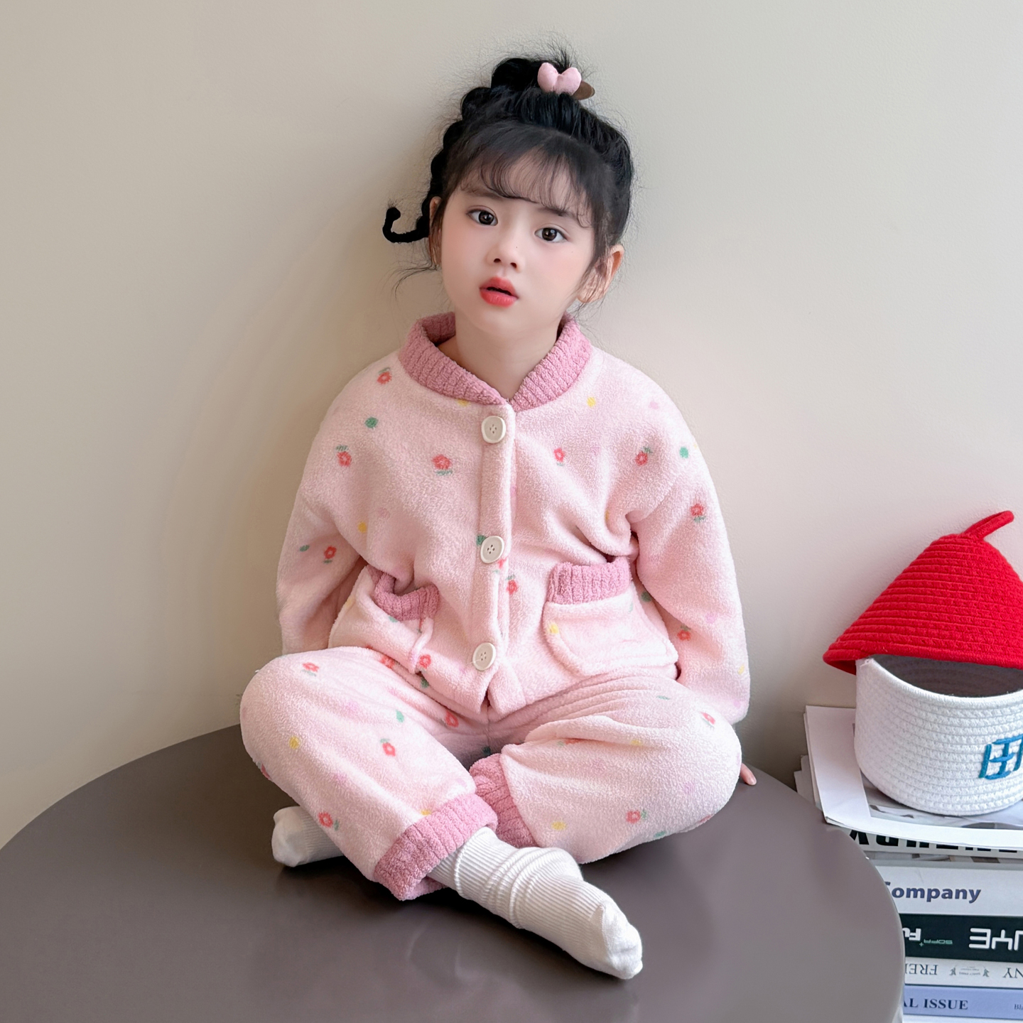 女童法兰绒睡衣套装珊瑚绒