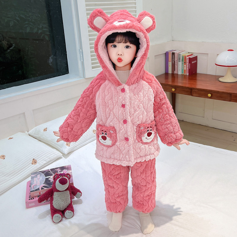 女童睡衣冬季加厚款三层夹棉儿童珊瑚绒家居服女孩宝宝冬季可外穿,童装/婴儿装/亲子装,家居服套装,淘宝优惠券,粉丝福利购,淘宝优惠卷