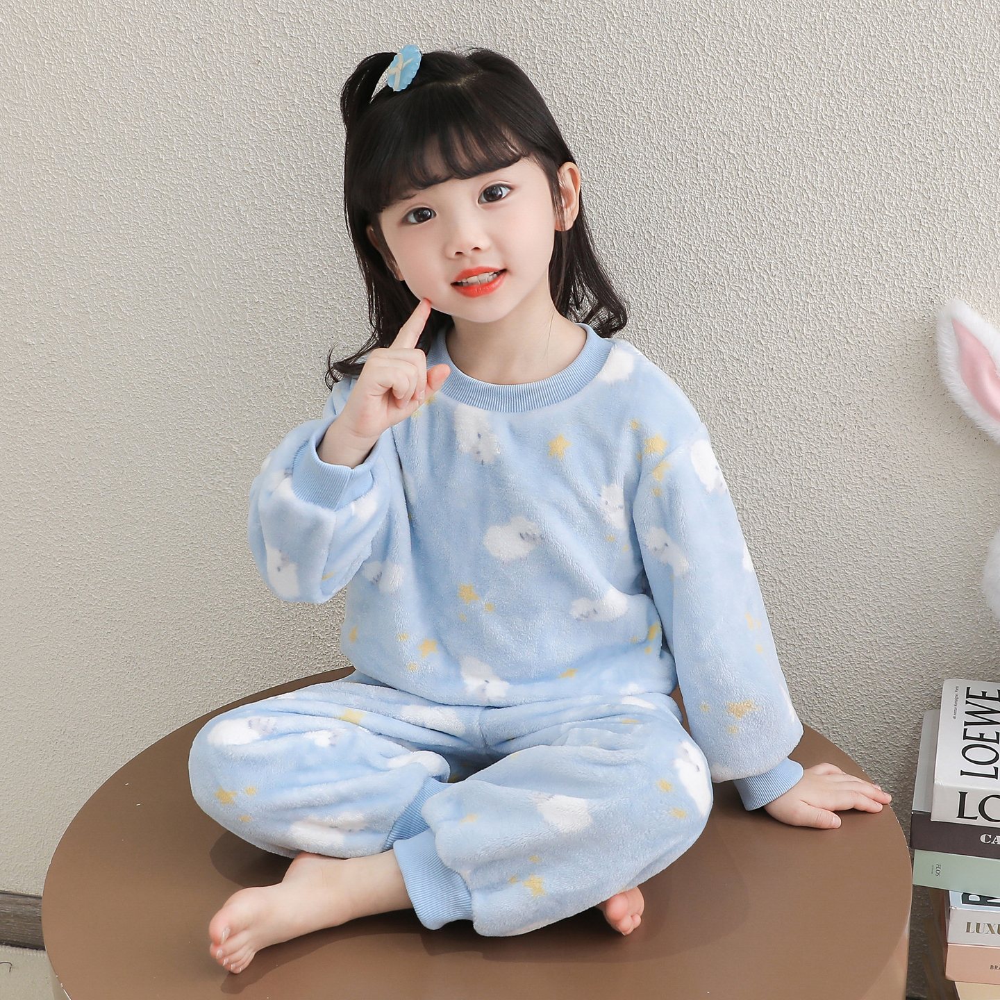 儿童睡衣法兰绒套装珊瑚绒家居服