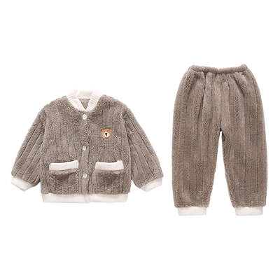 男童睡衣加绒加厚秋冬季珊瑚绒男孩宝宝法兰绒小童儿童冬款家居服