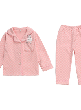 儿童睡衣女孩春秋季德绒女童套装长袖小孩中小童宝宝公主家居服
