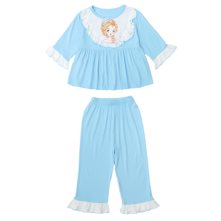 女童莫代尔睡衣秋季薄款长袖女孩宝宝纯棉公主风儿童春夏款家居服