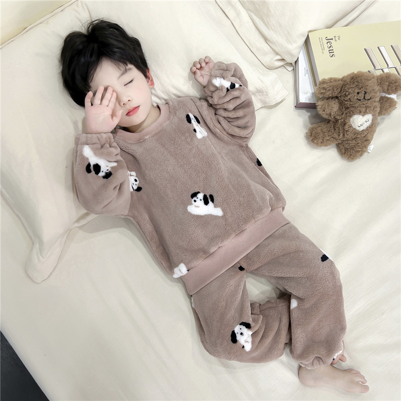 儿童睡衣男童法兰绒秋冬款