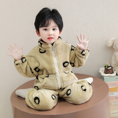 男童睡衣套装秋冬款珊瑚绒