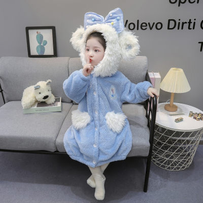 秋冬款女童加厚珊瑚绒睡袍