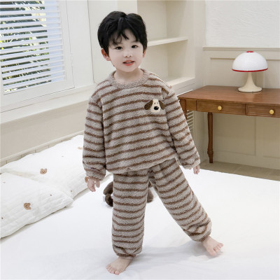 法兰绒加绒加厚睡衣家居服套装