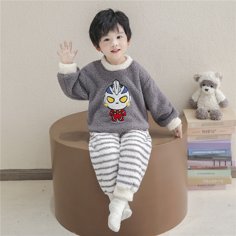 儿童睡衣秋冬季法兰绒男童珊瑚绒