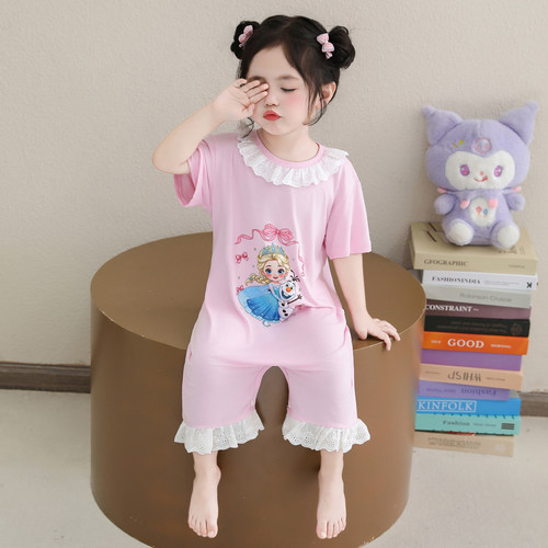 女童夏季莫代尔艾莎连体睡衣