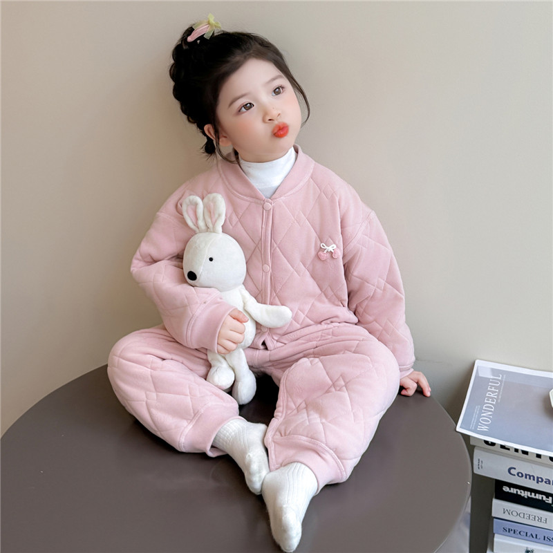 儿童女童绗线纯色内搭棉服棉袄