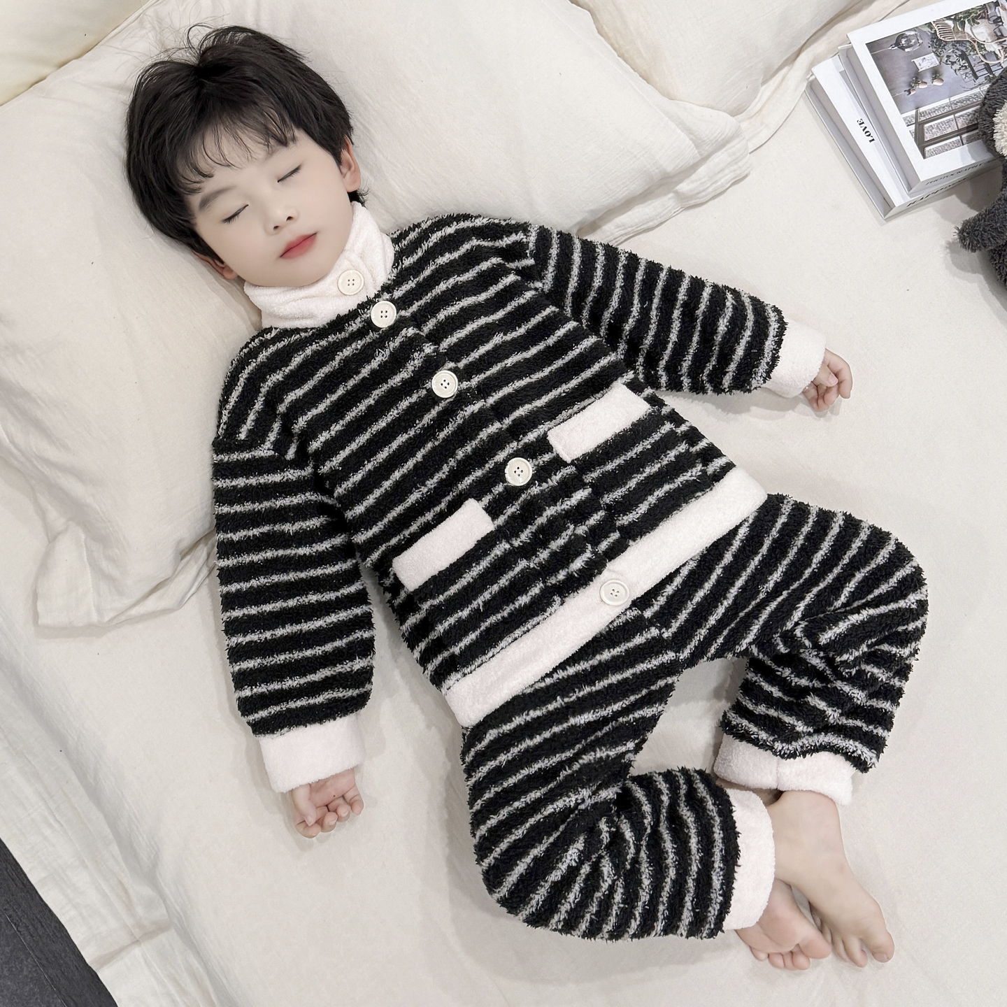 男童睡衣秋冬季法兰绒加厚珊瑚绒