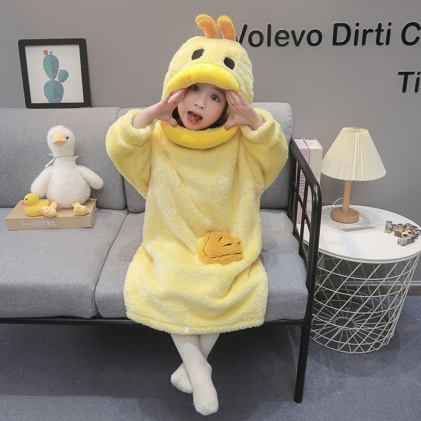 珊瑚绒女孩儿童男女童秋冬搞怪沙雕洋气睡裙睡袋可爱小黄鸭法兰绒,童装/婴儿装/亲子装,家居袍/睡袍,淘宝优惠券,粉丝福利购,淘宝优惠卷