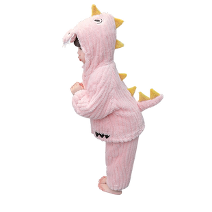 女童睡衣新款秋冬儿童冬装珊瑚绒双层加厚宝宝冬季分体恐龙家居服