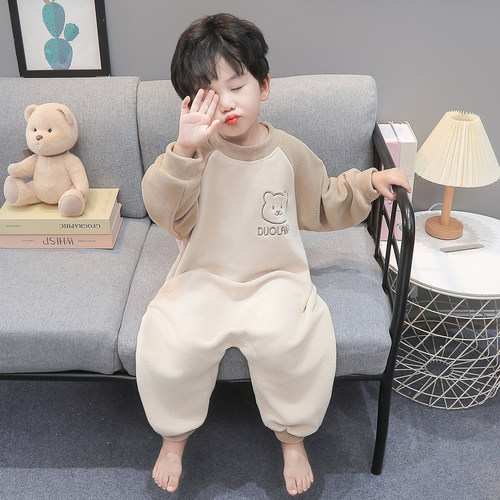 儿童连体睡衣男童秋冬季奥粒绒
