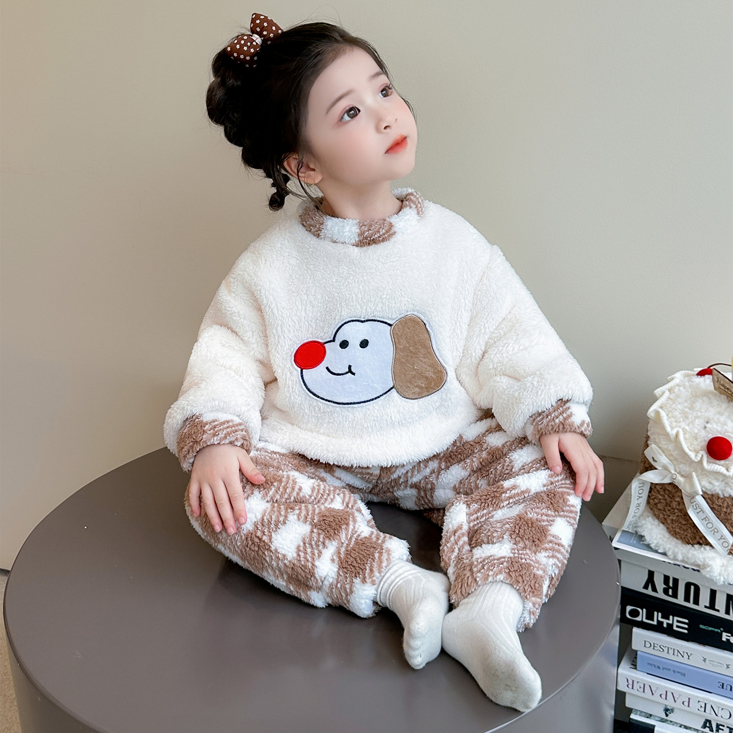女童珊瑚绒睡衣套装保暖