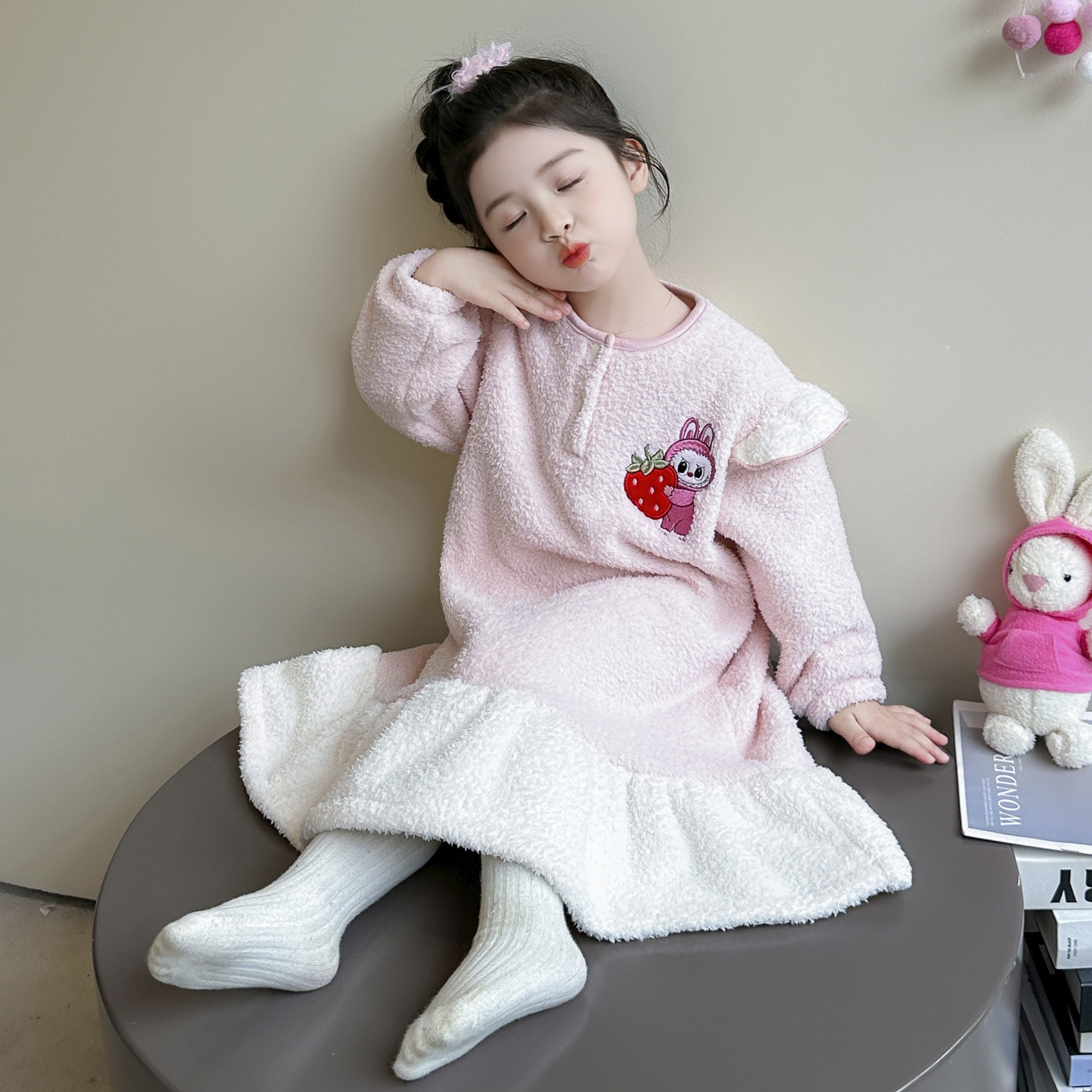 女童睡裙珊瑚绒儿童洋气公主长款保暖浴袍家居服女孩宝宝加厚睡袍