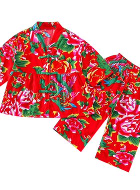 大花空调服儿童装纯棉家居服
