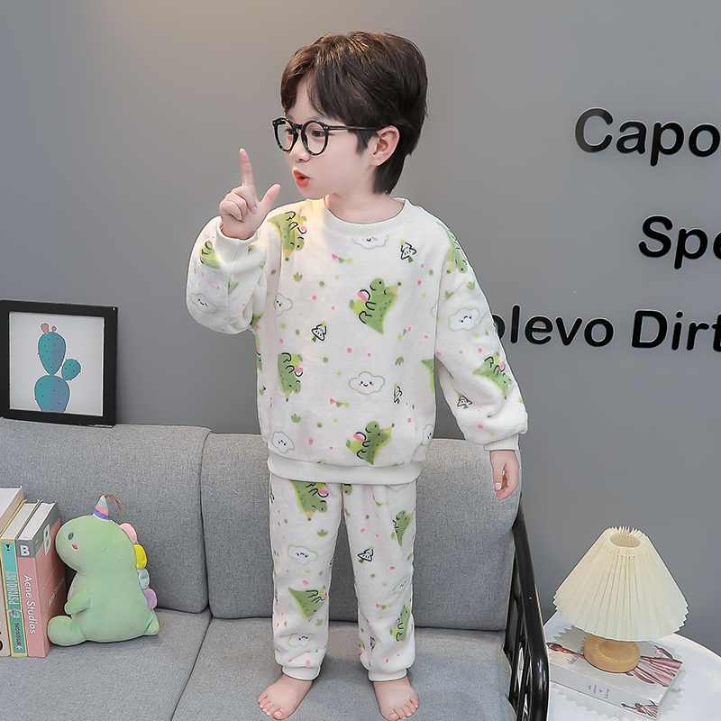 宝宝法兰绒套装秋季儿童家居服