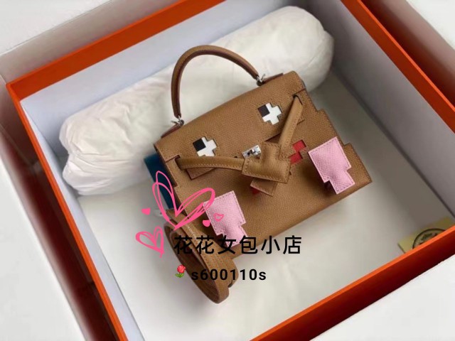 私人订制纯手工进口皮料蜡线缝制女士包包凯莉boll金棕色寻寻觅觅