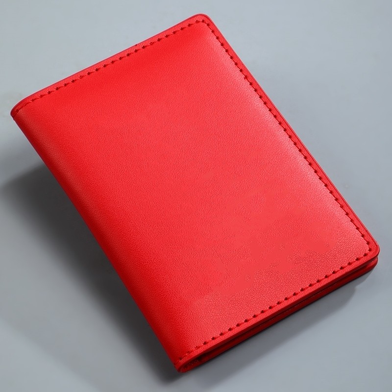 红色真皮老人优待证卡包竖款4卡位证件套银行卡收纳皮夹外壳