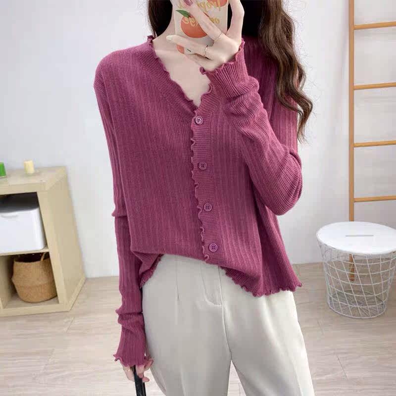 Spring and autumn season 2021 new pattern Lazy wind Long sleeve Sweater jacket Thin section V. Cardigan sweater lady Short coatin the Outdoor/Mountaineer/Camping/Travel Goods , Outdoor clothing , Outdoor leisure clothes , Outdoor leisure clothing  category - from Buy2taobao.com to provide professional Taobao agent buy service