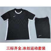 运动套装 短裤 男女春夏季 t恤薄款 透气足球服 速干跑步冰丝短袖 新款