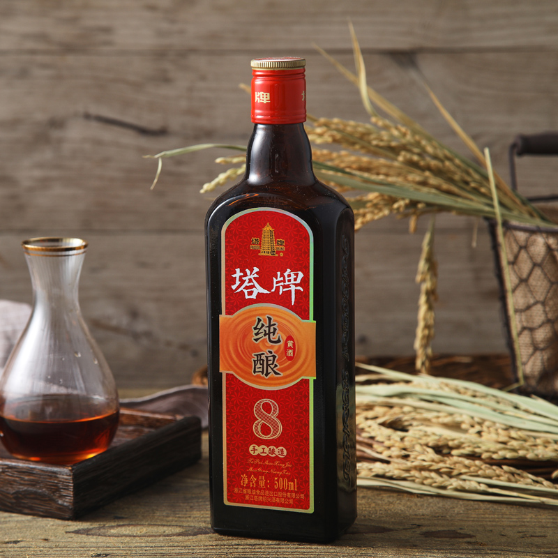 塔牌纯酿8黄酒500ml瓶装花雕酒半干型绍兴特产老酒手工冬酿加饭酒