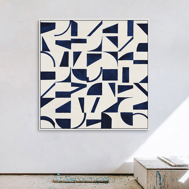 北欧客厅装饰画现代简约几何色块卧室挂画现代简约玄关艺术大幅画图片