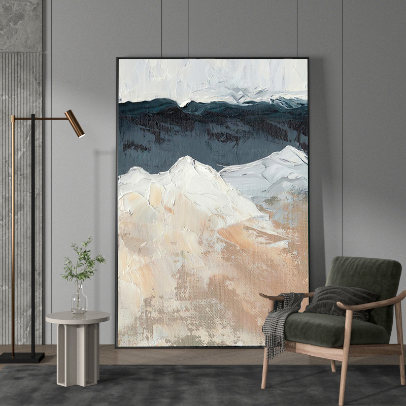 肌理油画现代简约竖版立体几何抽象装饰画玄关餐厅挂画客厅落地画图片