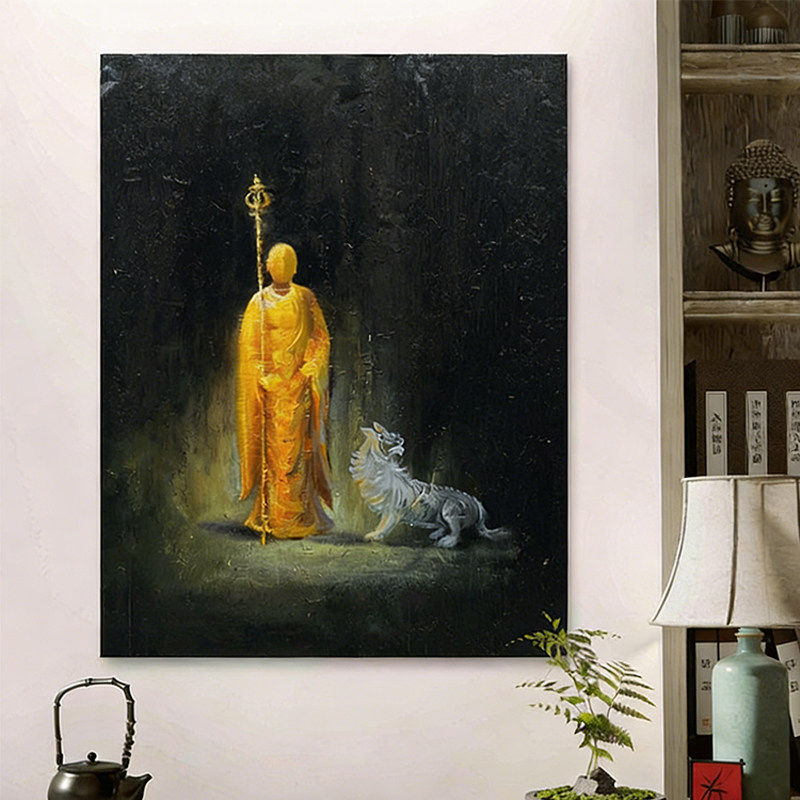 水月观音系列禅意书房装饰画个性大堂新中式玄关壁画艺术茶室挂画