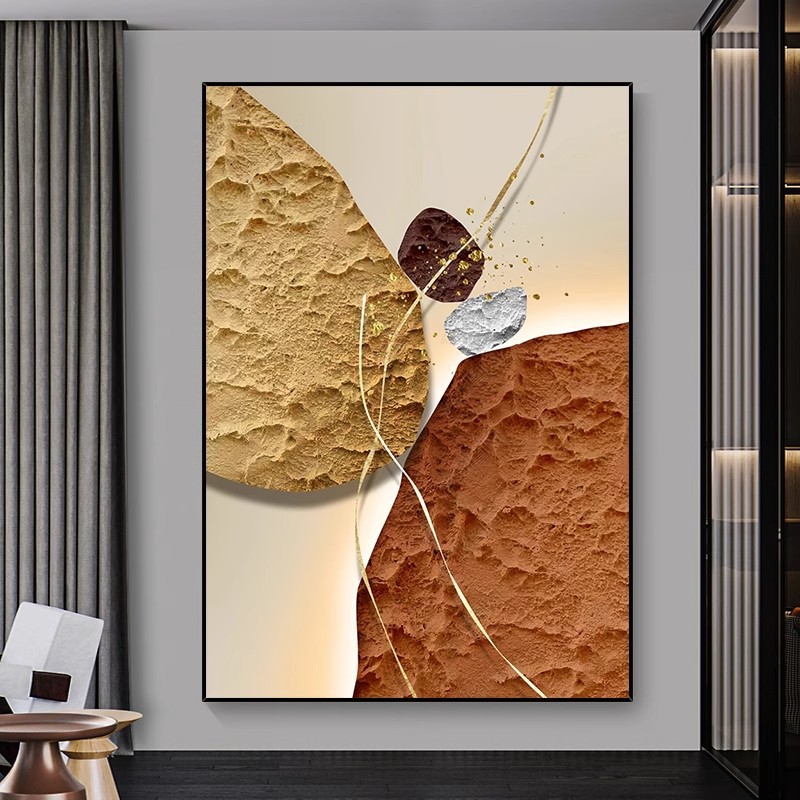 手绘油画石来运转玄关挂画立体肌理轻奢客厅背景墙装饰画抽象图片