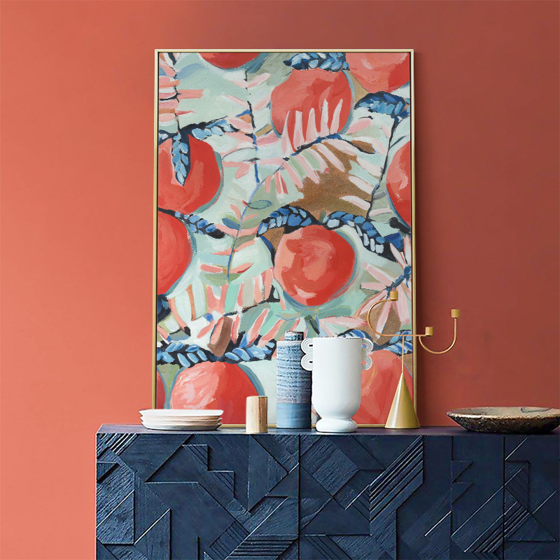 北欧花卉水果装饰画客厅餐厅挂画卧室床头壁画玄关柜摆画柿柿如意图片