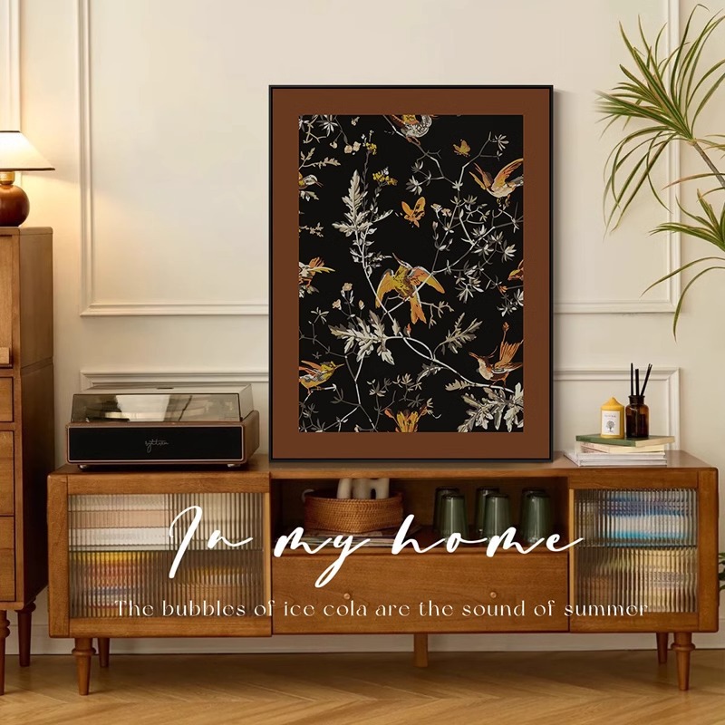 美式复古风客厅沙发装饰画ins植物花卉卧室房间挂画小众艺术壁画图片