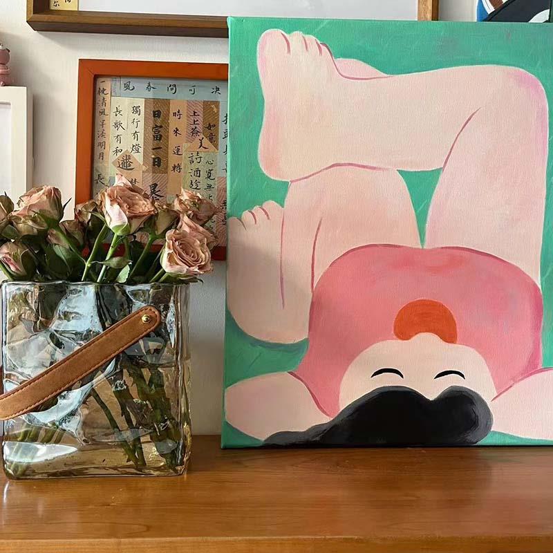 多巴胺趣味卡通创意人物动物装饰画客厅玄关卧室ins风艺术壁挂画图片