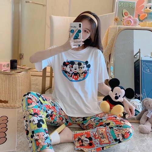 HelloKitty凯蒂猫短袖长裤睡衣女夏季新款可外穿家居服套装两件套