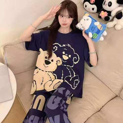 HelloKitty凯蒂猫短袖长裤睡衣女夏季新款可外穿家居服套装两件套