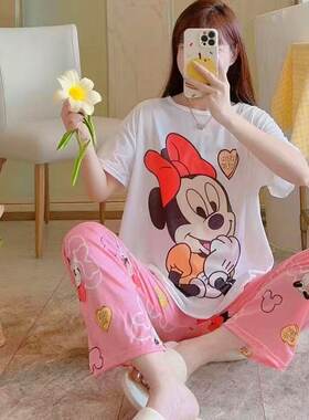 HelloKitty凯蒂猫短袖长裤睡衣女夏季新款可外穿家居服套装两件套