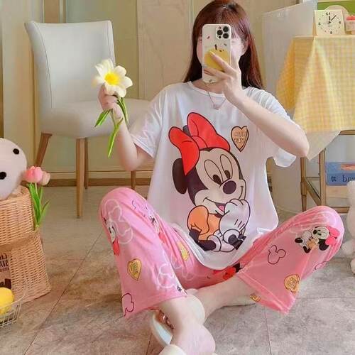 HelloKitty凯蒂猫短袖长裤睡衣女夏季新款可外穿家居服套装两件套