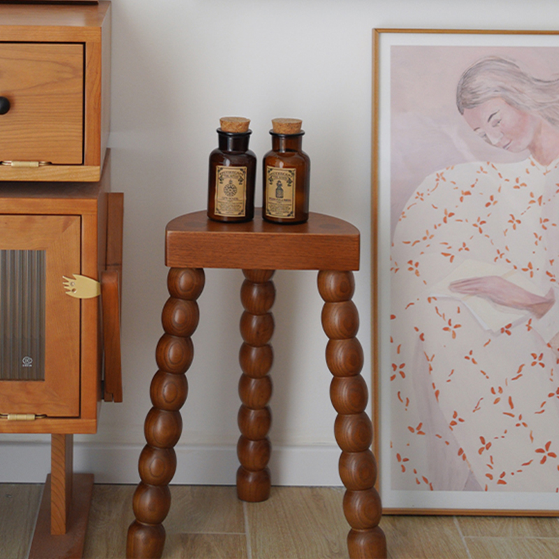 画玩美法式复古实木小凳子矮凳北欧创意换鞋凳客厅家用板凳茶几凳