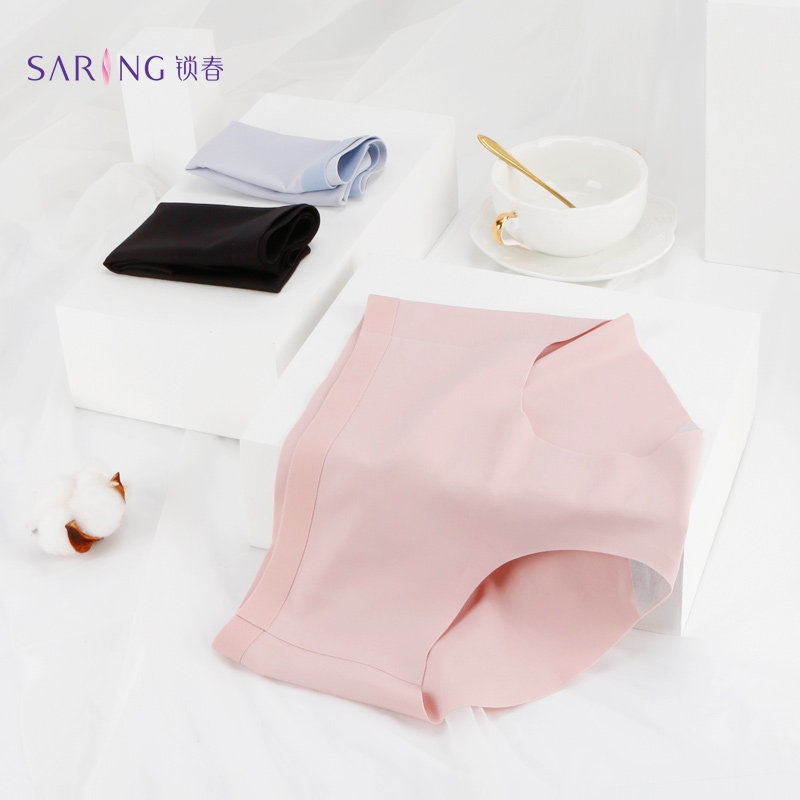 锁春无痕内裤女冰丝中腰纯棉抗菌裆透气夏运动中腰女士薄款短裤头