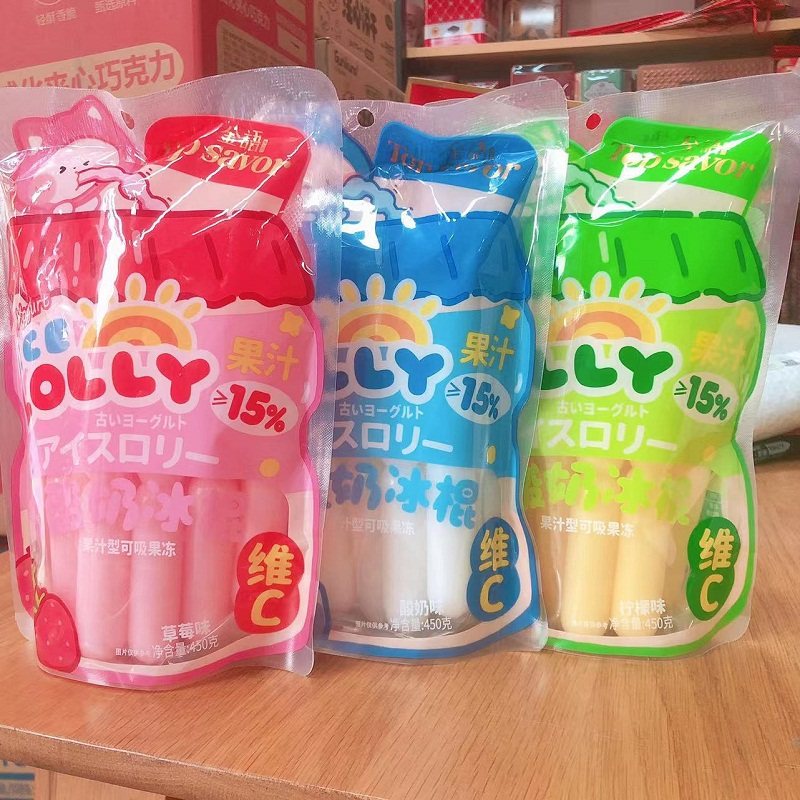 金语老酸奶冰棍450g袋装含维c果汁型果冻布丁碎碎冰儿童解馋零食