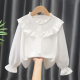 洋气中大童娃娃领长袖 新款 衬衣儿童白色上衣 2026春装 女童纯棉衬衫