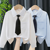 衬衣中大童白衬衣春秋学院风儿童男上衣 纯棉长袖 女童衬衫 2025新款