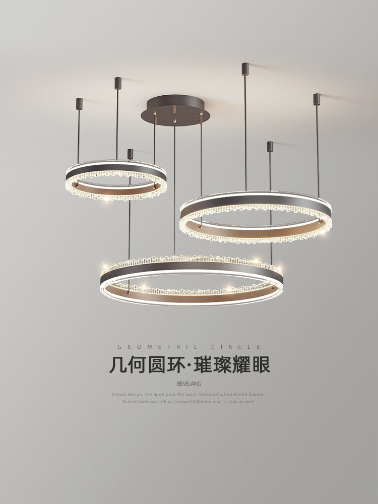 客厅灯吊灯轻奢拉丝铝材圆环