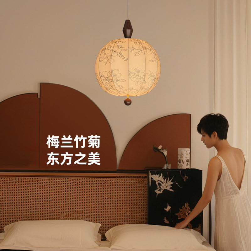 宋代美学三头餐厅吊灯餐厅灯2025年新款高级感餐桌上方吊灯布艺灯