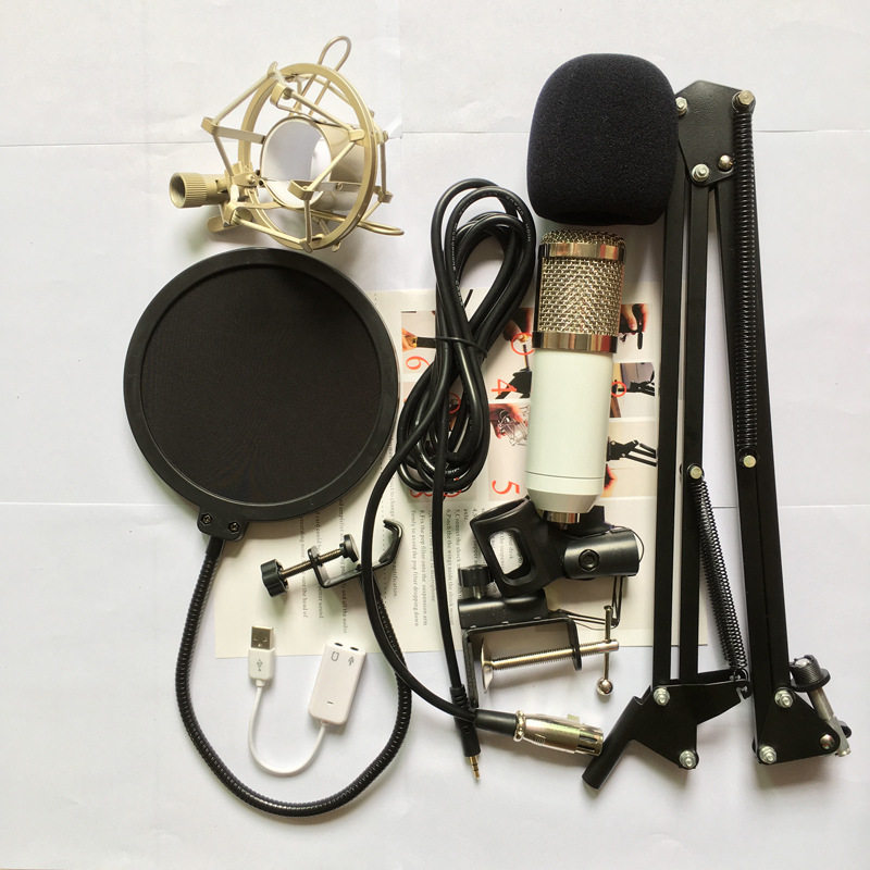 BM-800电脑直播网络K歌话筒套装 USB声NB-35防喷网金属麦克风套件