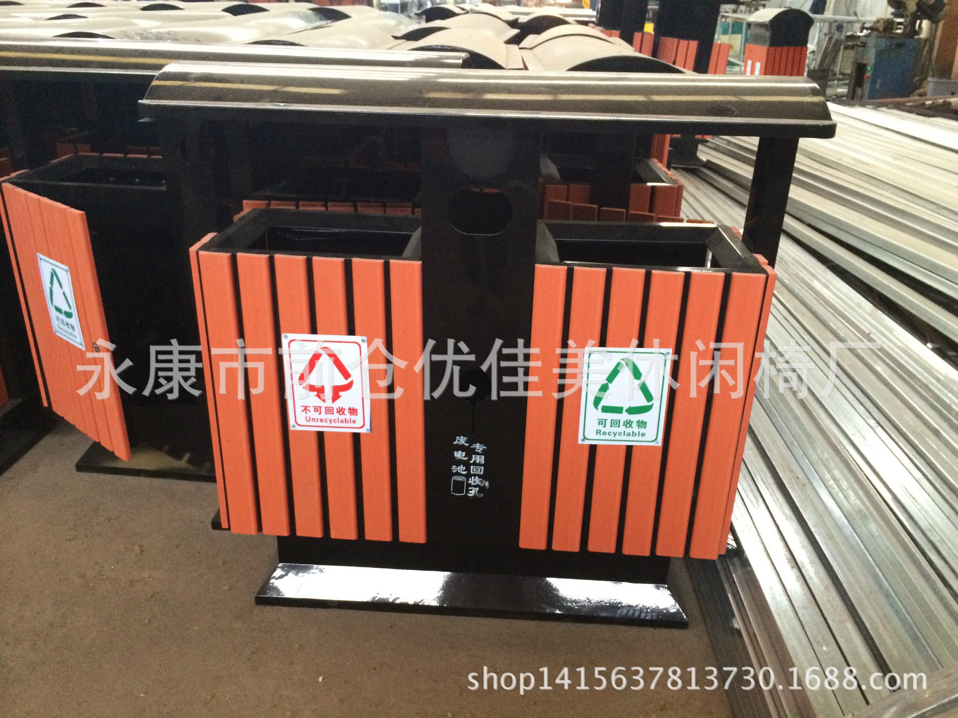 户外钢木分类环卫垃圾桶直销