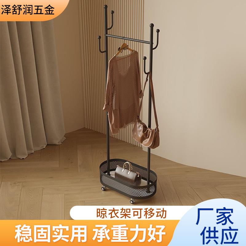 衣架落地立式衣帽架家用轻奢卧室带轮收纳衣服可移动收纳挂衣架子